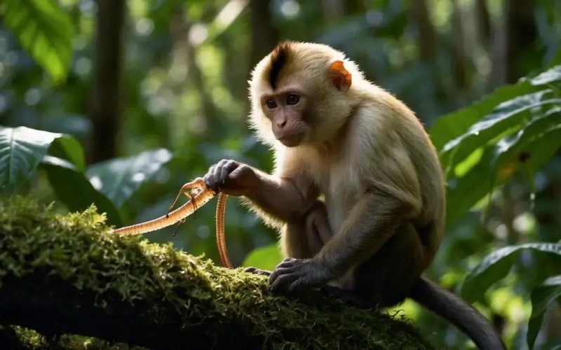 Descubra como macacos capuchinhos usam milípede como repelente