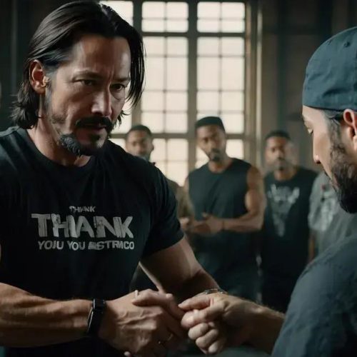 TIL: Keanu Reeves presenteia dublês com camisetas personalizadas
